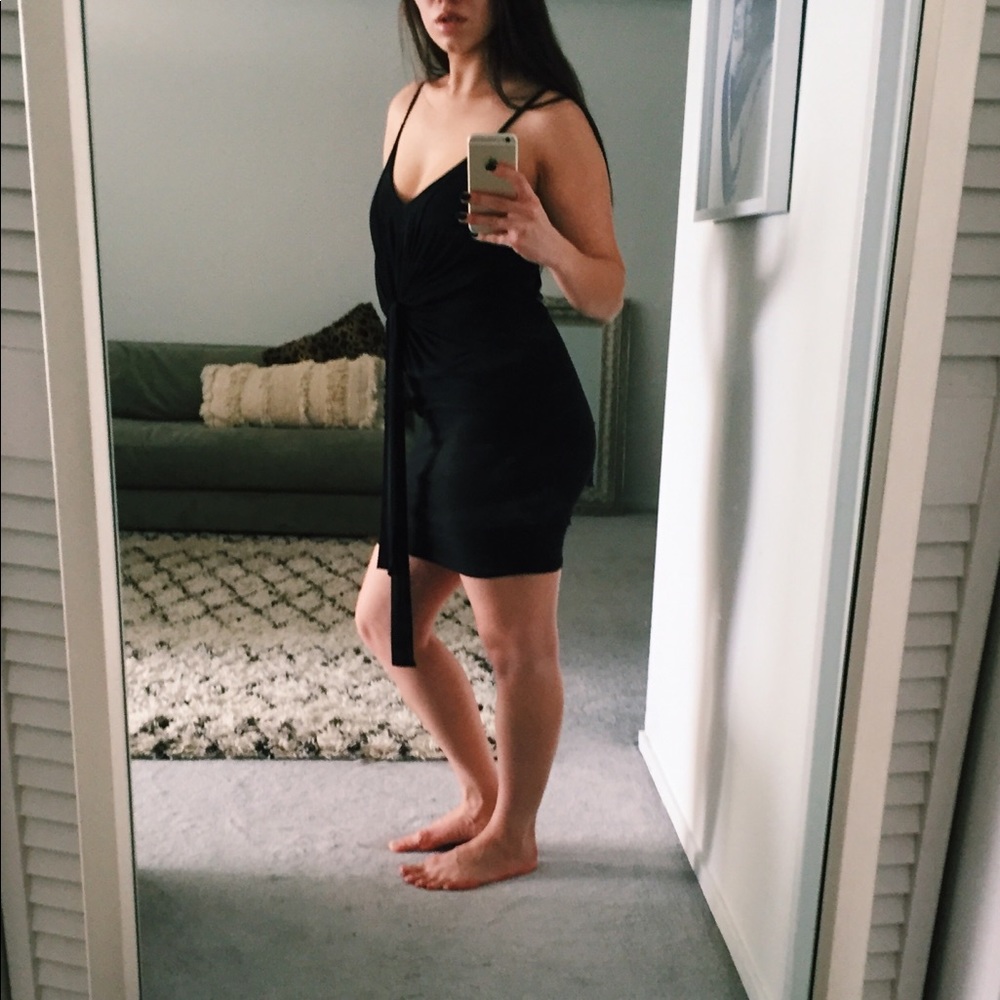 Boohoo Cinched Tie Waist Club Dress